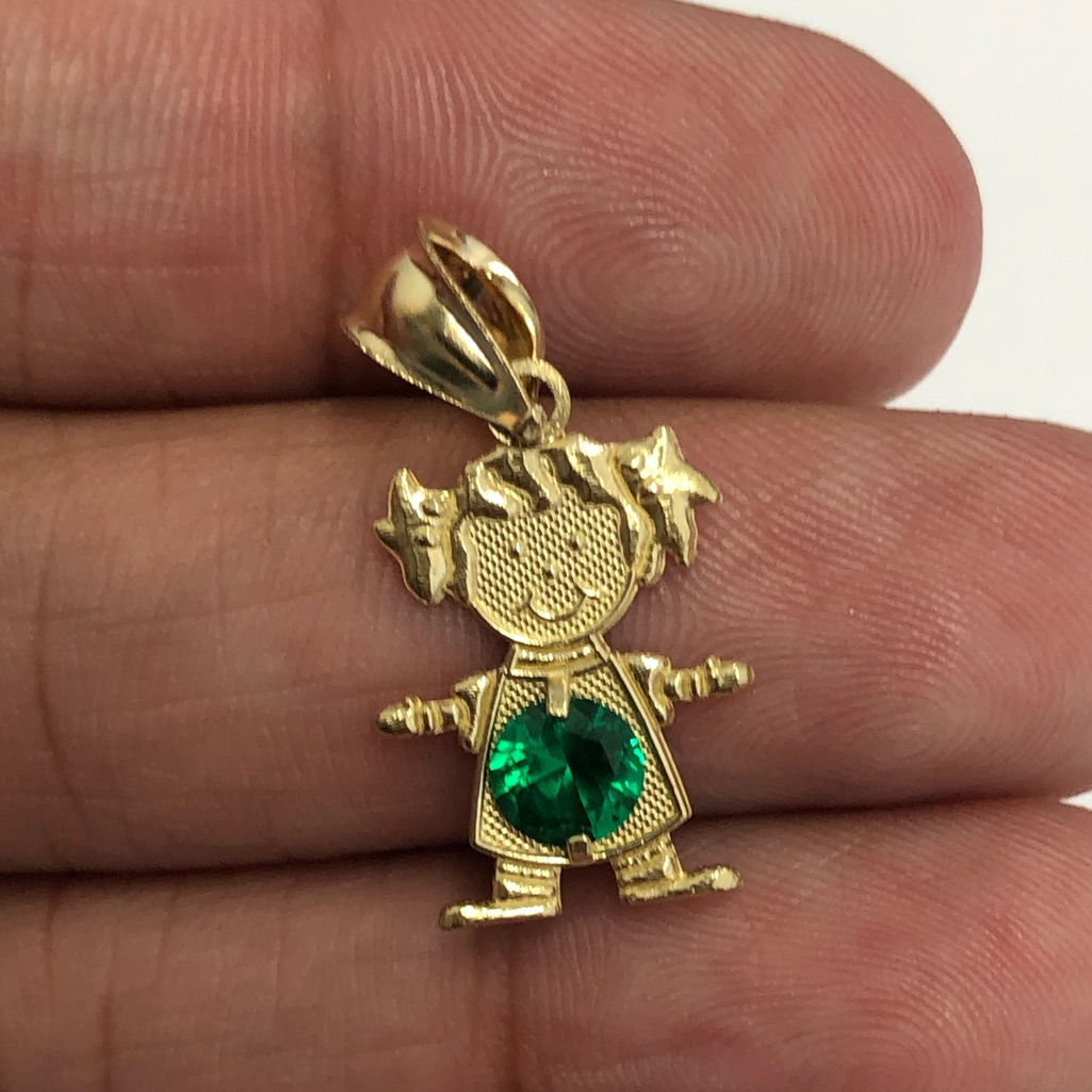 10kt Gold Emerald Birthstone Charm